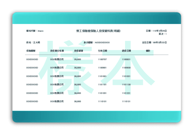 圖示：近一個月勞保明細