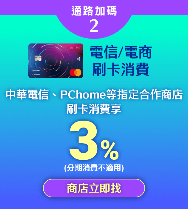 電信/電商刷卡消費：3%