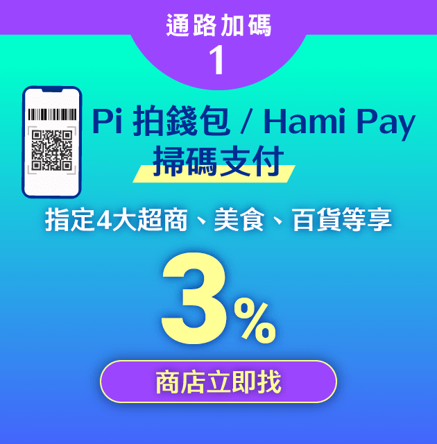 Pi 拍錢包 / Hami Pay 掃碼支付：3%